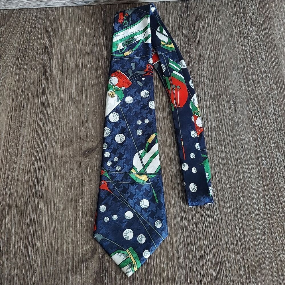 Florence Navy Blue Golf Golfer Bag Novelty Silk Tie Necktie